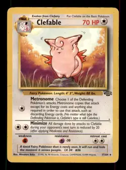 Clefable 17/64 Rare Jungle Pokemon Unlimited Heavily Played - Image 1