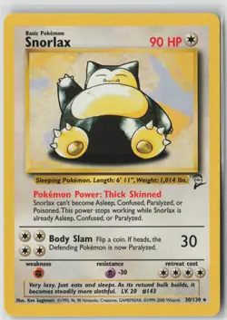 Snorlax 30/130 Rare Base Set 2 Pokemon Lightly Played - Image 1