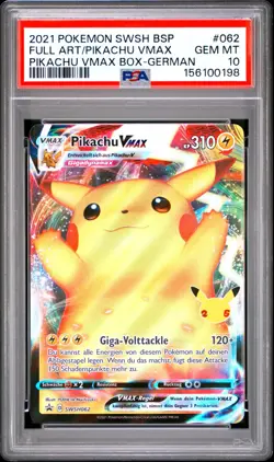 Pikachu VMAX Full Art Promo SWSH062 PSA 10 Gem Mint German Pokemon Celebrations - Image 2