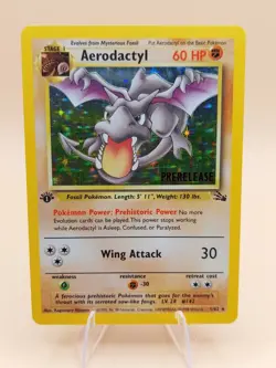 Aerodactyl (Prerelease) 1st Edition Fossil Holo Rare 1/62 Pokemon - WOTC 1999 - Image 1