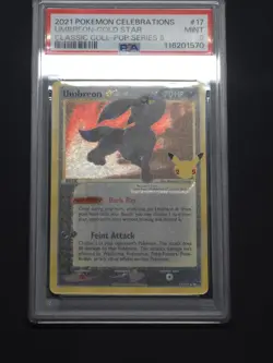 PSA 9 Mint 2021 Umbreon 17/17 GoldStar Pokemon Celebrations 25th Holobleed Error - Image 1