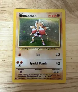 Pokemon TCG Base Set: Hitmonchan 7/102 Holo Rare Holo English 1999 70 HP - Image 1
