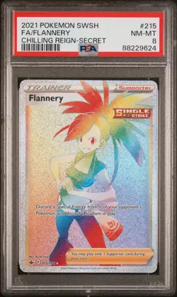 2021 Pokemon Chilling Reign Flannery Secret Rainbow Full Art Trainer 215 - PSA 8 - Image 1