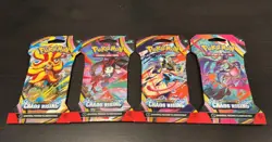 Pokemon Chaos Rising Sleeved Booster Pack Art Set 4 Packs, new - GET ALL FOUR - Image 1