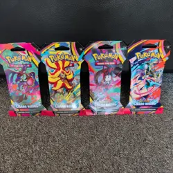 Pokemon TCG: Chaos Rising Sleeved Booster Pack Art Set (4 Total Booster Packs) - Image 1