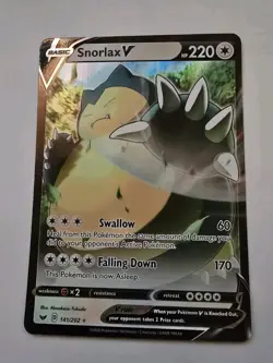 Snorlax V Holo Ultra Rare SWSH01: Sword & Shield Base Set 141/202 NM - Image 1