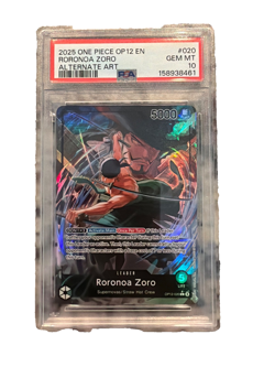 2025 ONE PIECE OP12-020 LEGACY OF THE MASTER RORONOA ZORO ALT ART LEADER PSA 10 - Image 1