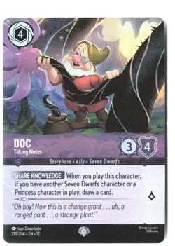 Disney Lorcana TCG Doc - Taking Notes 210/204 Epic Foil Wilds Unknown - Image 1
