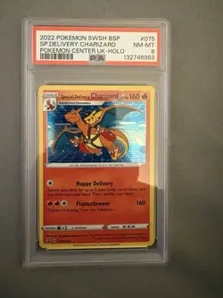 Pokemon TCG Special Delivery Charizard Promo Card SWSH075 Holo PSA 8 NM-MT - Image 2