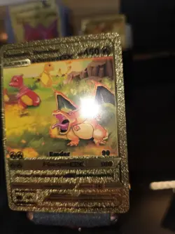 Charmander Charmeleon & Charizard GX Evolution Gold Foil FanArt Pokemon Card - Image 1