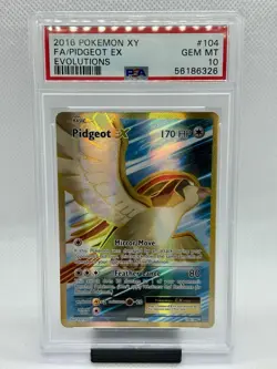 PSA 10 GEM MINT Pidgeot EX 104/108 XY Evolutions Full Art Holo Pokemon Card - Image 1
