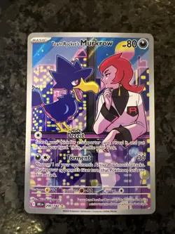 Pokemon TCG Destined Rivals Team Rockets Murkrow Illustration Rare Card 200/182 - Image 1