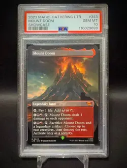 PSA 10 - Mount Doom - Borderless / Showcase - MTG #343 - Lord of the Rings LOTR - Image 1