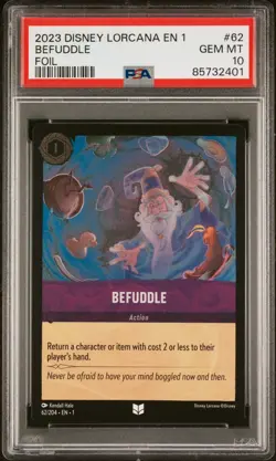 PSA 10 Cold Foil Befuddle #62 Pre-Errata Error 1st Ed Wave1 Lorcana Chapter 1 - Image 1