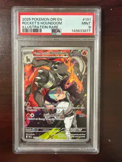 Pokemon TCG Team Rockets Houndoom Illustration Rare Card 191/182 PSA 9 - Image 1