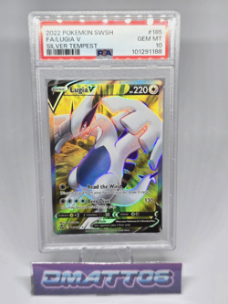 Lugia V 2022 Pokemon Sword & Shield Silver Tempest 185/195 PSA 10 Card Full Art - Image 1