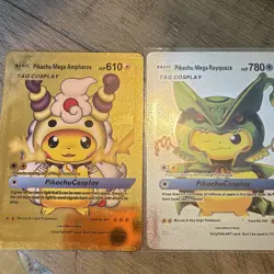ONLYFAN ART ￼Lot of 4 Pokemon foil cards. Ampharos/Rayquaza/Virizion/Zaraora - Image 1