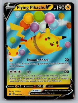 Flying Pikachu V Celebrations #006/025 Ultra Rare,Holo Pokemon Card - Image 1
