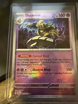 Pokemon TCG Prismatic Evolutions Dusknoir Masterball Reverse Holo Card 037/131 - Image 1