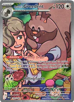 ARVEN'S GREEDENT 205/182 ILLUSTRATION RARE DESTINED RIVALS POKEMON HOLO NM/M - Image 2