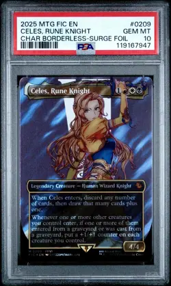 2025 MTG FINAL FANTASY COMMANDER SURGE FOIL #0209 CELES, RUNE KNIGHT PSA 10 - Image 1