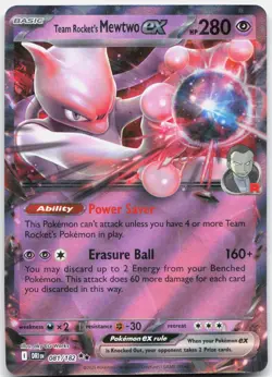 Team Rocket's Mewtwo ex 081/182 Double Rare Destined Rivals Pokemon Holo NM - Image 1