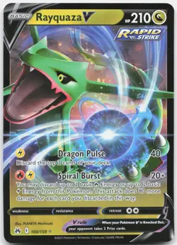 Rayquaza V 100/159 Holo V Rare Crown Zenith Pokemon Holo Near Mint - Image 1