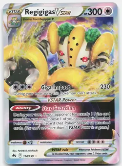 Regigigas VSTAR 114/159 Holo VSTAR Rare Crown Zenith Pokemon Holo Near Mint - Image 1