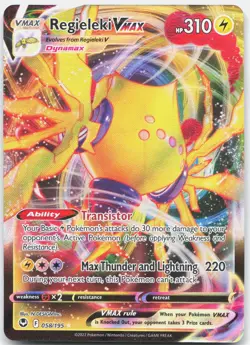Regieleki VMAX 058/195 Holo VMAX Rare Silver Tempest Pokemon Holo Near Mint - Image 1