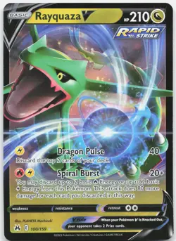 Rayquaza V 100/159 Holo V Rare Crown Zenith Pokemon Holo Near Mint - Image 1