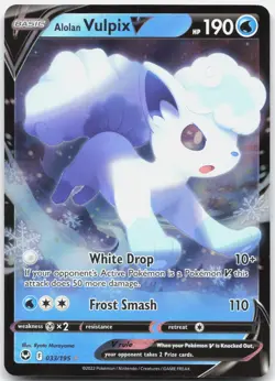 Alolan Vulpix V 033/195 Holo V Rare Silver Tempest Pokemon Holo Near Mint - Image 1