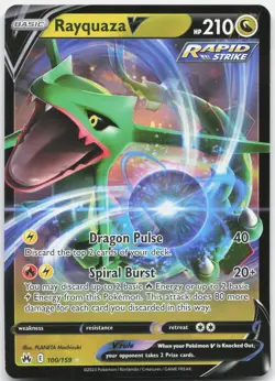 Rayquaza V 100/159 Holo V Rare Crown Zenith Pokemon Holo Near Mint - Image 1