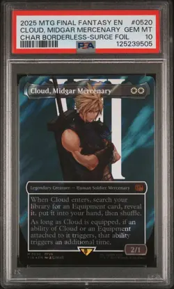 2025 MTG FINAL FANTASY SURGE FOIL #0520 CLOUD, MIDGAR MERCENARY PSA 10 - Image 1