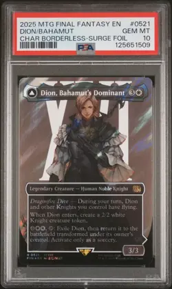 2025 MTG FINAL FANTASY BORDERLESS SURGE FOIL DION, BAHAMUT'S DOMINANT PSA 10 - Image 1