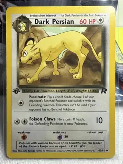 Pokemon Card TCG Team Rocket #42/82 Dark Persian 1st Edition NM - Image 1