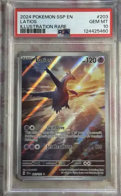 Pokemon TCG Latios Illustration Rare Card PSA 10 Surging Sparks 203/191 - Image 2