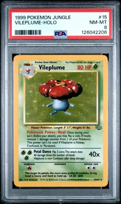 VILEPLUME 1999 Pokemon Jungle Holo #15 - PSA 8 - Image 1