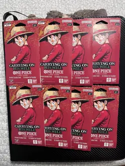 8x One Piece Carrying On His Will Sleeved Booster Pack OP-13 Lot English New - Image 1
