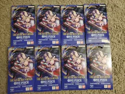 One Piece TCG OP14 The Azure Sea's Seven Sleeved Booster Pack Lot Of 8 - Image 1