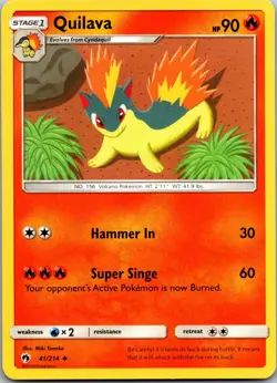 Quilava 41/214 Uncommon Lost Thunder Pokemon Near Mint - Image 1