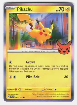 Pikachu 062/193 Holo Common Trick or Trade BOOster 2023 Pokemon Near Mint - Image 1