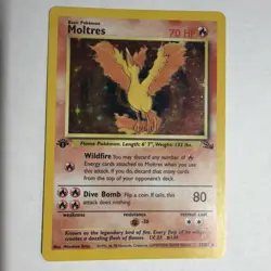 Pokemon TCG Moltres 12/62 Fossil Holo 1999 Vintage First Edition Game Played - Image 1