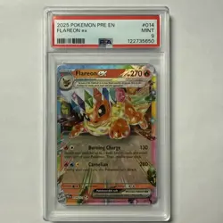 Pokemon Sv: Prismatic Evolutions Flareon ex 014/131 Holo ENG 2025 PSA 9 - Image 1