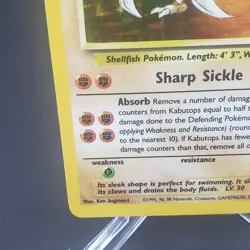 Kabutops Fossil 9/62 Pokemon Card WOTC 1999 Vintage Holo Rare - Image 3