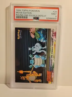 1999 TOPPS POKEMON THE MOVIE EDT ROUND ONE EQUALS DEFEAT MOVIE EDITION PSA 9 - Image 1