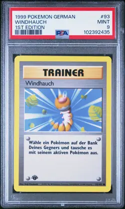 PSA 9 GUST OF WIND WINDHAUCH 93 BASE SET GERMAN 1ST EDITION POKEMON MINT - Image 1
