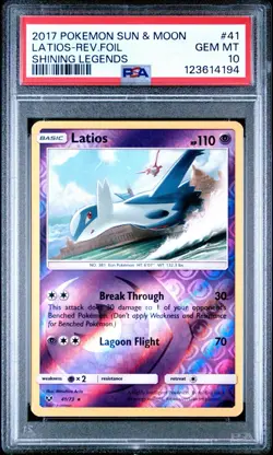 2017 Pokemon Sun & Moon Shining Legends # 41 Latios Reverse Foil PSA 10 GEM MINT - Image 1
