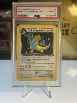 2000 Pokemon Rocket Dark Dragonite Holo PSA 8 Trading Card - Image 1