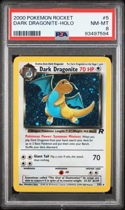 2000 Pokemon Rocket Dark Dragonite Holo PSA 8 Trading Card - Image 2