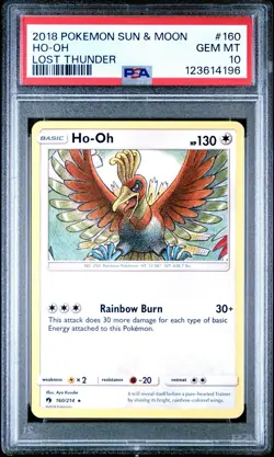 2018 Pokemon Lost Thunder 160 Ho-Oh Non Holo PSA 10 Card GEM MINT Free Ship Pop4 - Image 1
